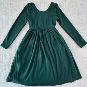 Remie Girl Emerald Green Long Sleeve Ribbed Ballet Dress VGUC 7